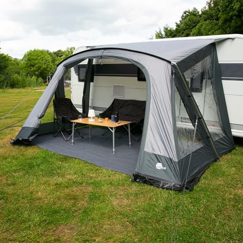 your GEAR Positano 330 - Toldo para caravana con 4 ventanas y puerta grande, protección UV 50+ con varillas de aluminio