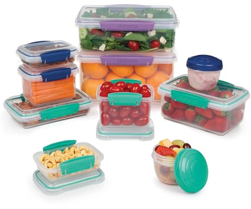 Sistema Frischhaltedosen für Lebensmittel | Meal Prep-Behälter mit DeckelnLunchboxenSnackdosen & mehr | Stapelbar & Luftdicht | 20 Stück