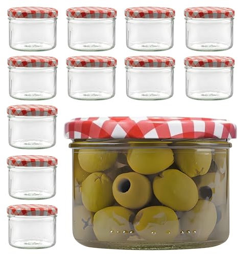 Devitre 12er Set Marmeladengläser 210 ml Einmachgläser mit Deckel und Etiketten
