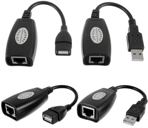 JAMHER 2 Paio USB Extender, connettore del cavo di prolunga da USB a Rj45 per cavo di prolunga at5e/Cat6, Applica per Mouse, Tastiera, Stampante, Fotocamera