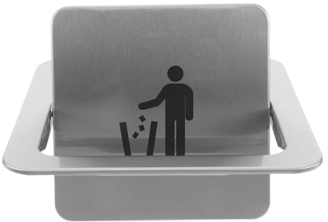 Couvercle de Poubelle Intégré en Acier Inoxydable Argenté | Ouverture 19-21cm, Montage Encastré Affleurant, Format Carré pour Plan de Travail