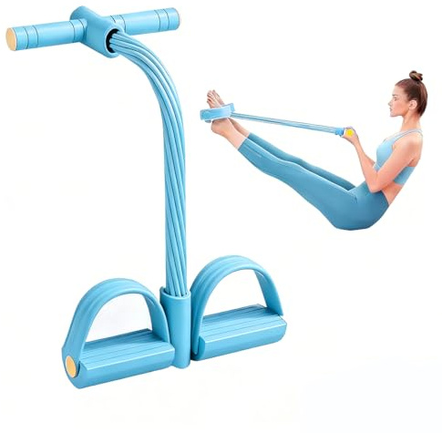 Garegce Fascia di resistenza per pedali a 6 tubi, corda per addominali con pedale, attrezzatura per allenamento completo a casa per addominali, gambe, braccia, fascia elastica per dimagrire