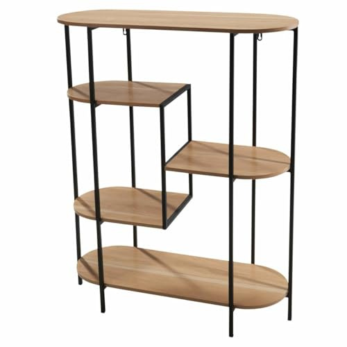 HowHomely Bücherregal Standregal Metallregal Regal schwarz MDF Wandboard Industrial Loft Metall Holz Wohnzimmer Küche Flur modern
