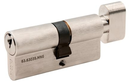 PSG Knaufzylinder 30/35 mm Nickel, Zylinderschloss, Schließzylinder | Inkl. 3 Schlüssel, Drehknauf innen, Anbohrschutz Klasse B, für Haustüren