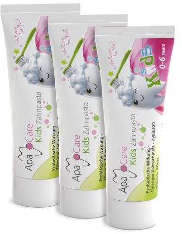 ApaCare Kids Zahnpasta Mundflora Hydroxylapatit flüssig. Zahnschmelz 3x50ml | Neueste Wissenschaft für starke Kinderzähne, eine gesunde Mundflora und einen gesunden Start ins Leben