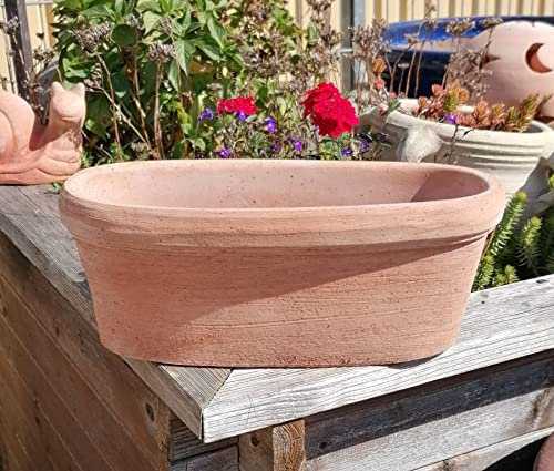 NEU !! Blumenkasten echt Terrakotta 33 cm, Blumenkübel für Garten und Wohnung Terracotta Mediterran Balkon Pflanztopf