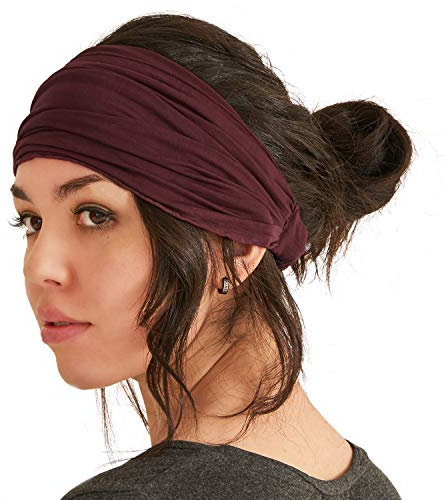 CHARM Stirnband Herren Bandana Damen - Kopftuch Herren Hair Band Men Headband Damen Piraten Haarband Männer Sport Weinrot L