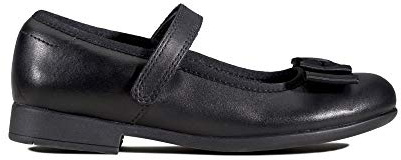 Clarks Scala Tap Kid Leather Shoes in Black Narrow Fit Size 13½