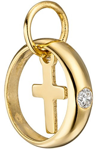 Jobo Kinder-Taufring mit Kreuz aus 333 Gold mit Zirkonia