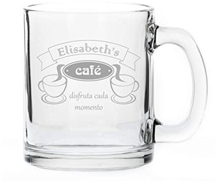 Taza de café, taza de vidrio transparente, personalizada con grabado - grande