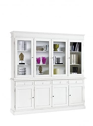 Mar.c.a. Design - Vetrinetta Arte Povera in Legno 205x42x205 cm - 4 Ante Vetro 4 Ante 4 Cassetti con Base Piatta Made in Italy