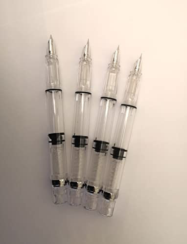 Shuga 4 Manga Fountain Pens with Semi Flexible Maru nib (mapping pen). Demonstrator. Large Capacity Piston filled dip pen alternative