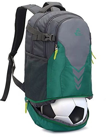 35L Basketball Rucksack mit unterem Ballfach - Große Kapazität Sportausrüstung Tasche für Jugendliche Jungen Mädchen Fit Basketball Volleyball Fußball Fußball Fitnessstudio Outdoor Reisen Team (Grün)