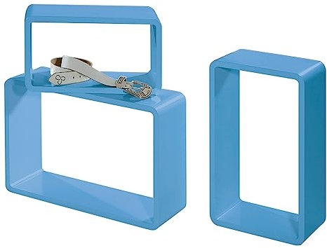 Deco Woerner Würfelregal Wandregal Hängeregal Regalset Holz 3tlg blau 44-58cm Rechteck