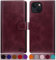 SUANPOT [RFID Schutz für iPhone 14 6.1 Hülle PU Leder Handyhülle Lederhülle Klapphülle Kartenfach Flip Cover für Apple 14 Handy hülle Leather Wallet Phone Case Rotwein