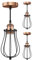 ledscom.de 3 Stück Vintage Pendelleuchte RETRA, bronze, E27 Fassung, Käfig-Schirm schwarz
