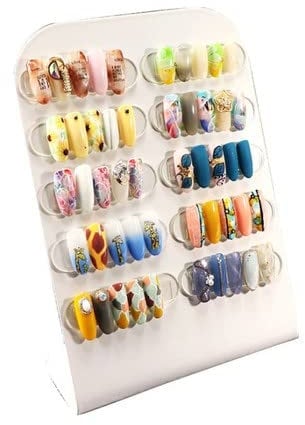 GISELA D 1Pc Iron Nail Art Display Stand Board With 10 Magnetic Acrylic Strips Practice Photo Props Nail Showing Stand (white)