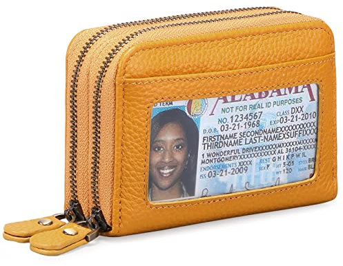 GAEKEAO Damen Geldbörse klein aus Echtes Leder, Geldbeutel für Frauen mit RFID-Schutz, Mini Damen Portemonnaie Münzfach Zipper Brieftasche Kartenhalter mit vielen Kartenfäche,MD