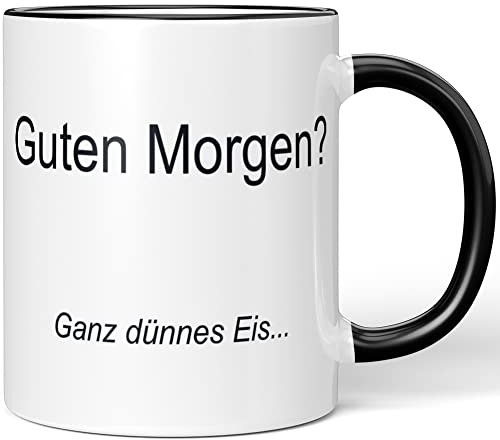JUNIWORDS Tasse, Guten Morgen? Ganz dünnes EIS, Schwarz (1008537)