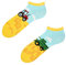 Dedoles Sneaker Socken Low Cut Füßlinge Unisex Damen Herren Baumwolle lustiges Design Geschenk links rechts verschieden, Farbe Gelb, Motiv Traktor, Gr. 43-46
