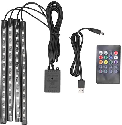 DC5-12V Sound Control LED Leuchten für Auto 8 Farben RGB Licht 48 LEDs Lichtstreifenlampe für Partydekorationsbeleuchtung mit Drahtloser Fernbedienung
