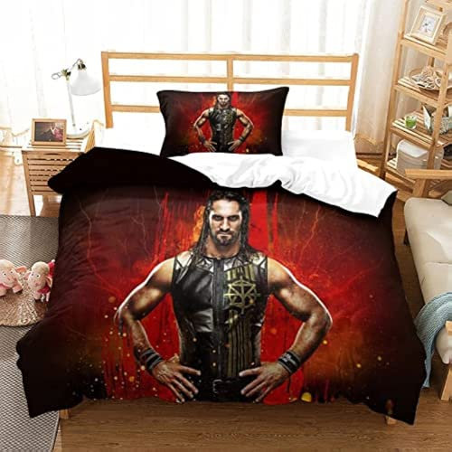 FIKUP WEW Bettwäsche 135x200 cm,Roman Reigns Bettwäsche Set,2-teilig, Bettbezug Für Jungen Und Mädchen,Kissenbezug 80x80cm,doppelbett (A,135x200/75x50cm)