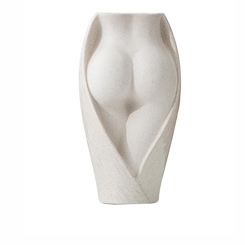 JTBDWOSK Keramik Vase Weiß Vase Für Pampasgras,Kreative Vase Körper Design Blumenvase Modern Deko Vase Frauenkörper Ideal Für Trockenblumen&Blumen Handmade Kleine Vasen Dekoration Ornamente,Weiß
