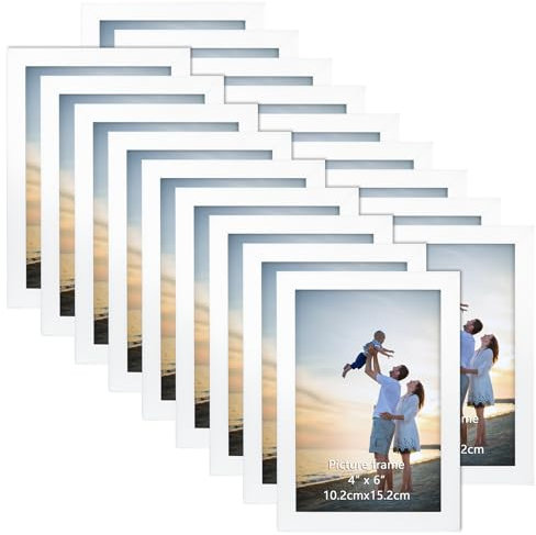EYMPEU Bilderrahmen 10x15 CM 18er-Set, für Wand und Tisch, geeignet für den Einsatz in Büros und Wohnungen, Weiß