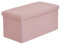 London Dream Foldable Ottoman Boucle Storage Box - Teddy Bear Fabric Two Seater Bench - Double Bed Furniture Foot Stool Seat Rest – Space Saver – Blanket, Toy Chest Organizer (Blush Pink, Large)