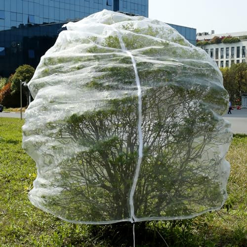 Insektenschutznetz Pflanzenschutznetz 3 x 3 M, Feinmaschiges Insektennetz mit Reißverschluss und Zugband, Garten Insektenschutznetz für Obstbäume Pflanzen Blumen Schutz vor Vögel (Weiß, 3 x 3 M)