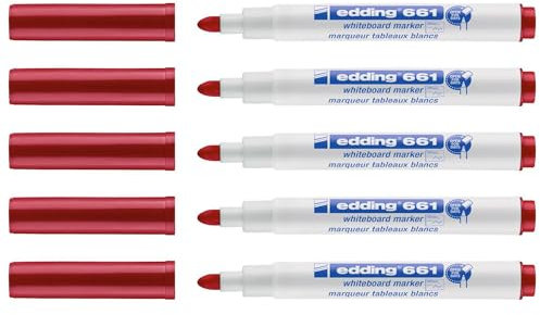 EDDING Whiteboard-Marker 661, rot, Rundspitze 1-2 mm, 5 Stück
