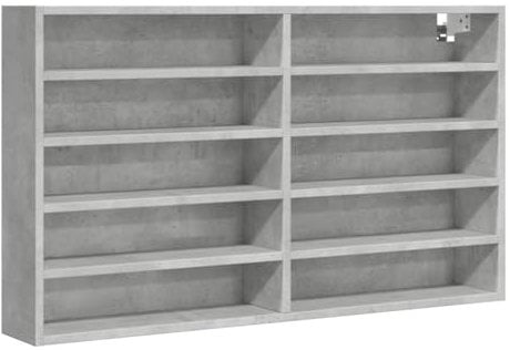 vidaXL Armadietto Vetrina Grigio Cemento 100x15x58cm Legno Multistrato, Mobile vetrina, Mobile a Parete, Mobile pensile, vetrina, Mobile a Muro