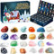 Adventskalender 2024, Weihnachten, Edelstein-Adventskalender, Weihnachten, 24 Tage, Countdown-Stein, Felsen, Geschenke, 24 natürliche Bergkristalle, Kollektion für Familie und Freunde