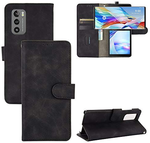 Rfvzubemok Compatibile con LG Wing 5G LMF100N Coperchio a portafoglio Flip,Compatibile con LG Wing 5G LMF100N Kickstand Chiusura magnetica Black