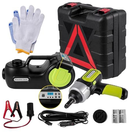 CQJJXKYC hebebühne Auto 5 Tonnen elektrischer Wagenheber mit elektrischem Schlagschrauber, LED-Licht, hydraulischer Wagenheber, Autoreparaturwerkzeug Wagenheber