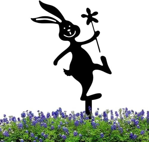 Pali per prato, lepre in metallo | Statue di coniglio per esterni, decorazione animale da giardino per gli amanti dei conigli, decorazione da giardino