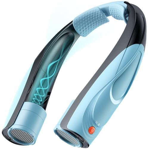 Tomatofrydan Ventilador de cuello, 6000 mAh, ventilador personal portátil, 6 velocidades, ventilador de cuello portátil con refrigeración de 360°, flujo de aire manos libres, ventilador USB personal