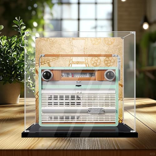 Acrylic Display Case for Lego 10334 Retro Radio Building Set, Clear Display Case, Dust-Proof Display Case Compatible with Lego 10334 (just Case) (background B)
