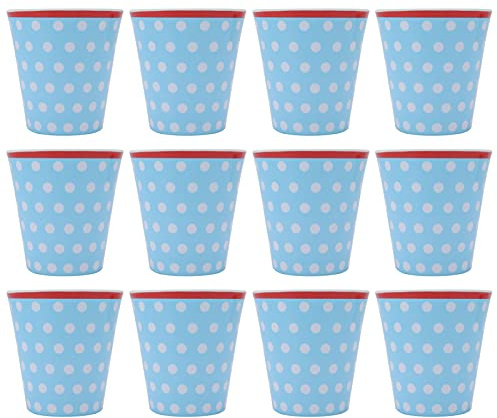 Pyltha Tazza Grande Melamina, Set 12 Pezzi Azzurro Puntinato - Resistente e Versatile per Colazione e Caffè Quotidiano