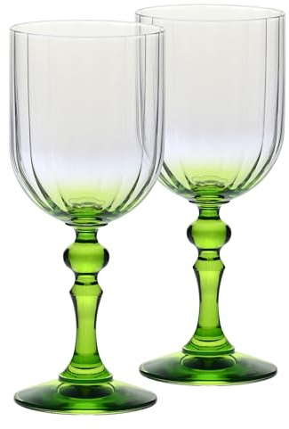 Krosno Weingläser 2er Set, 300 ml, Hellgrün, Bubble Celebration Moments | Gläser Set, Bleifreies Kristall Weinglas für Wasser, Cocktails, stilvolle Feiern mit Familie und Freunden, Spülmaschinenfest