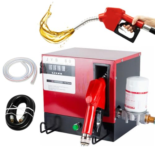 Pompe à diesel auto-amorçante 230 V, 60 l/min, pompe à fioul portable avec arrêt automatique, 550 W, montage mural/appareil manuel, pompe à carburant avec filtre à huile, compteur et tuyau de 4 m + 2