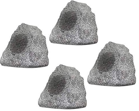 Theater Solutions 4R4G New Wired Outdoor Garden Waterproof Granite Rock Patio Speakers (set of 4)