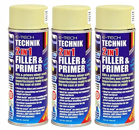 MP Essentials E-Tech 2 in 1 Filler and Primer Car Repair Paint Fills Minor Scuffs and Scratches Pre Paint Coat | 400ml Spray Can