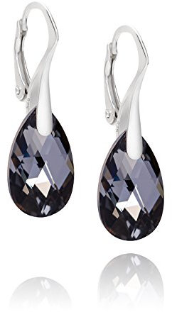 Pendientes De Plata Para Mujer Con Piedra Gris Oscuro Corte Gota 925