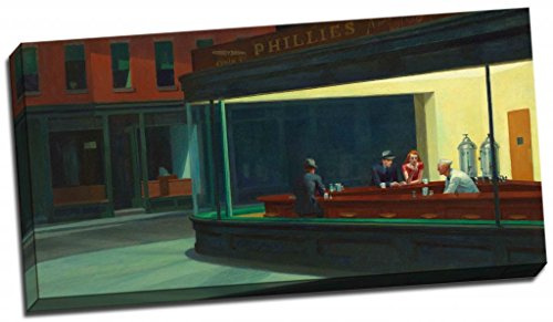 Große Nighthawks Edward Hopper 1942 Kunstdruck auf Leinwand Art Poster, 30 x 16 Inches (76cm x 41cm)