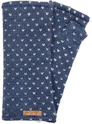 McRon Damen Gestrickte Pulswärmer Ines Jeansblau