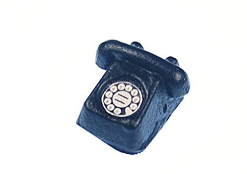 Puppenstube Zubehör Telefon schwarz handgemacht Retro Puppenhaus Miniatur