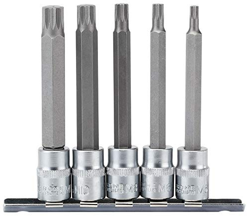 Draper 16349 3/8-Inch Square Drive 5-Piece Spline Socket Bit Set