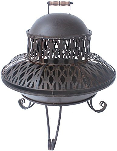 Feuerschale mit Funkenschutz H 60 x Ø 60 cm Feuerkorb Lagerfeuer dunkelrostfarben lackiert von Gartenwelt Riegelsberger 80614