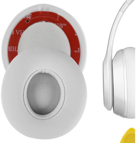 Geekria QuickFit Replacement Ear Pads for Beats Solo 2 (B0534) & Solo 3 (A1796) Wireless On-Ear Headphones Ear Cushions, Repair Parts (White)